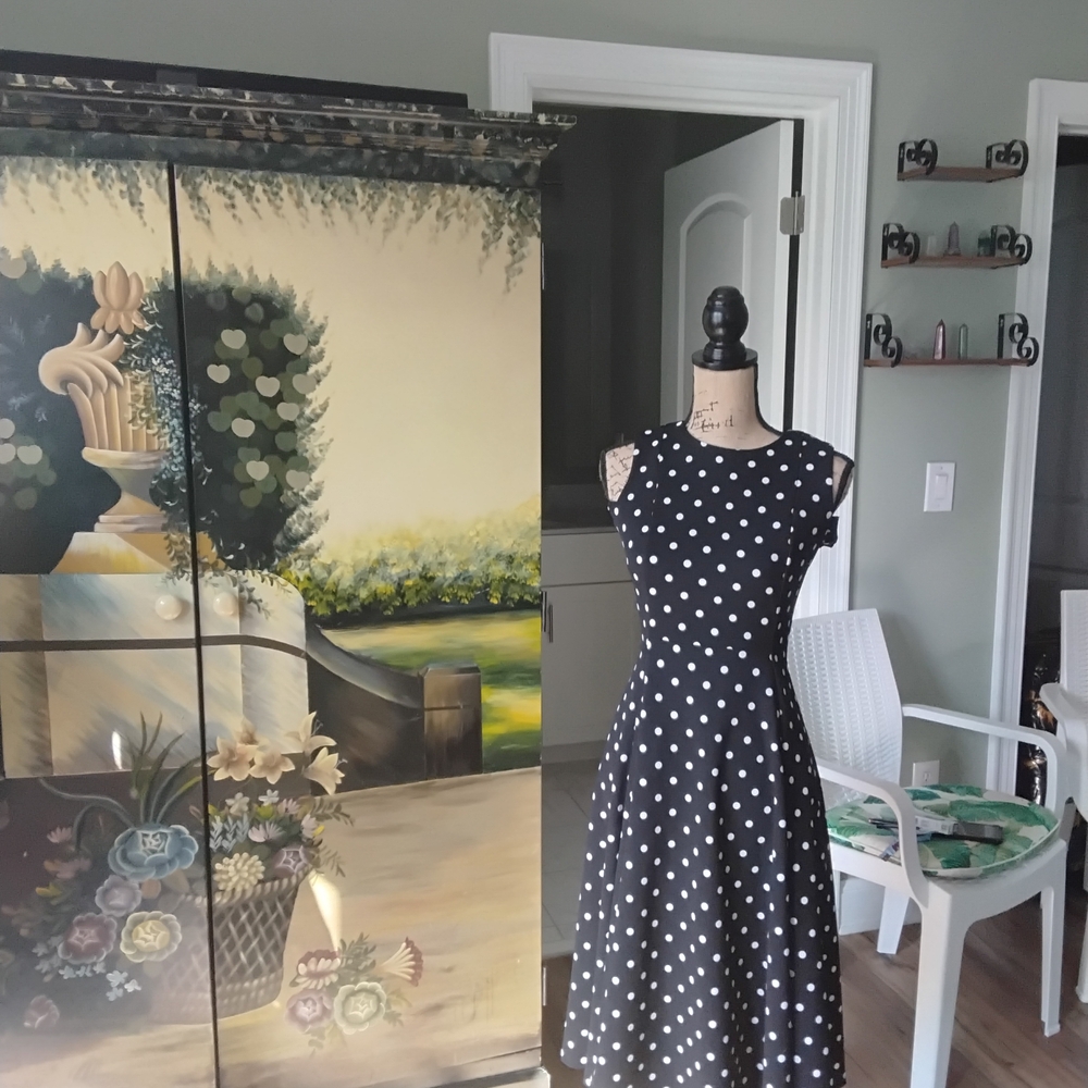 Calvin Klein Collection Black and White Polka Dot Dress